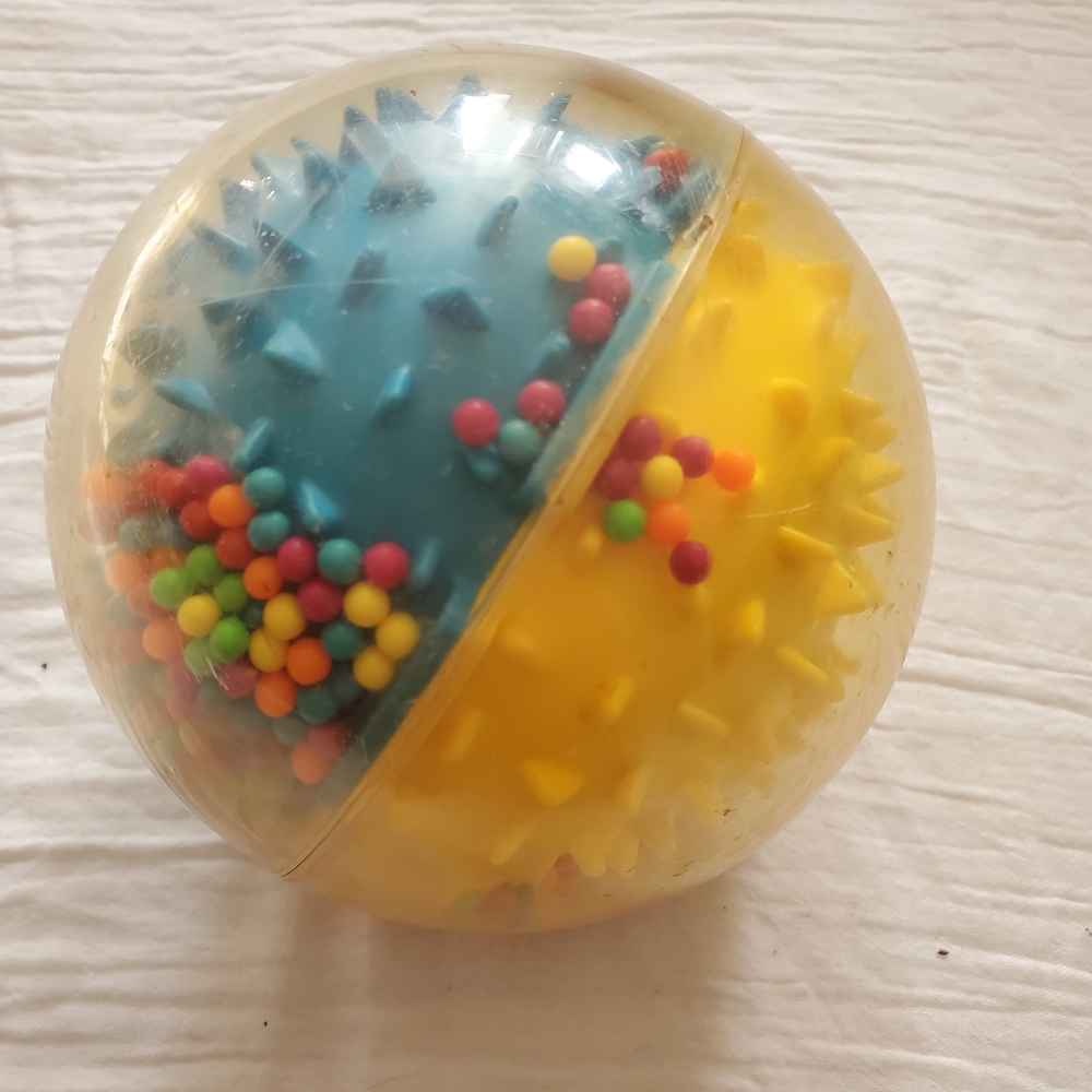 Vintage Playskool Roll 'n Rattle Sensory Ball for Kids - Blue and Yellow